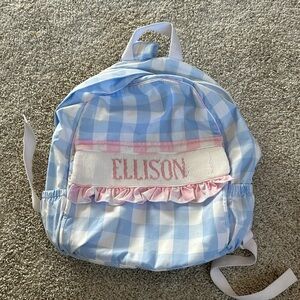 Blue and White Check Smocked Backpack